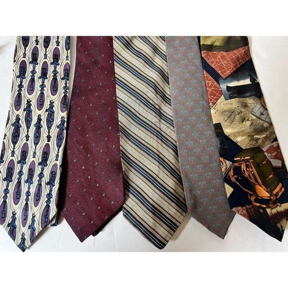 Lot Of 5 Ties Silk Structure Lanvin Zegna Donna Karan Gatti - Picture 1 of 16